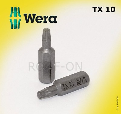 10x WERA BIT TX10, 867/1 Z TORX Bits, 1/4''-Sechskant T-Drive I-Stern TX 10, T10
