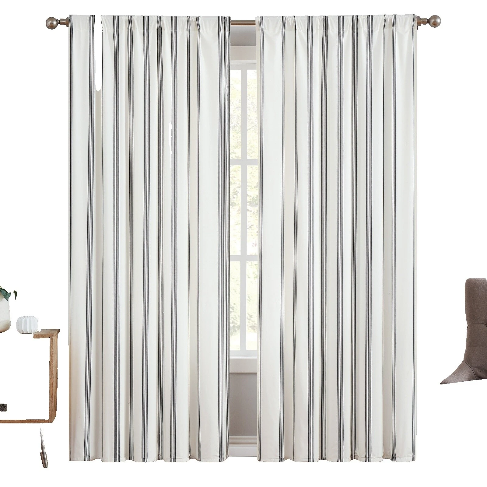 Cortinas de Ventana a rayas de poliéster Blackout