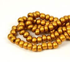 Czech Glass Seed Beads Size 6/0 " METALLIC DARK GOLD " Strands