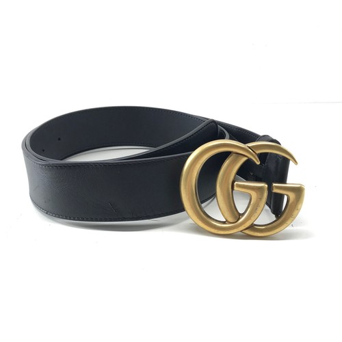 Gucci Wide Black Leather Belt with Double G 400593 AP007 Sz 85 34 | eBay