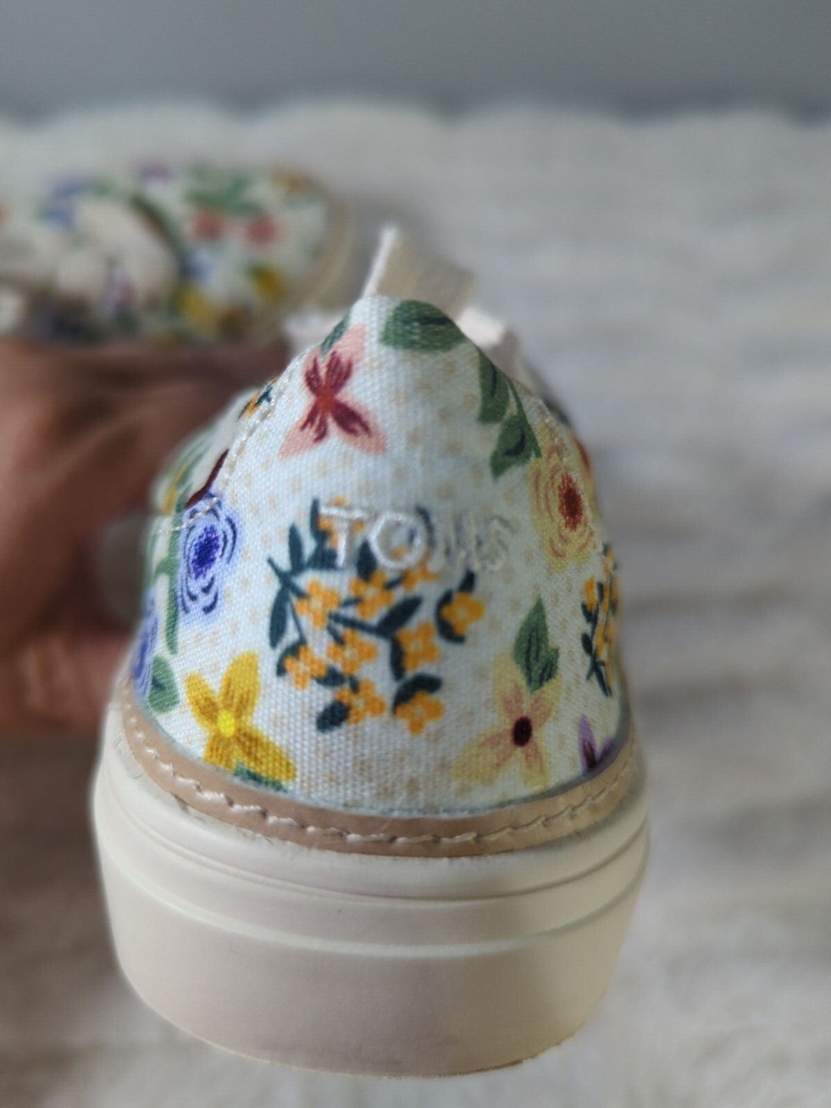 TOMS Alex Floral Lace Up  Womens Off White Sneakers Casual Shoes sz 6.5 thumbnail 7