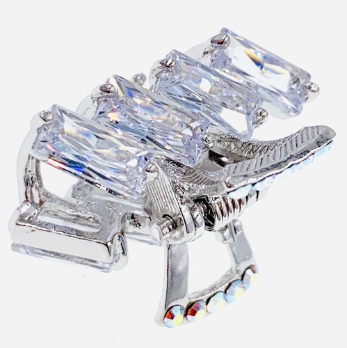 Metall kleine Haarkralle Kiefer Clip Verwendung Swarovski Kristall Haarnadel Elegant Silber Z7 - Bild 6 von 12