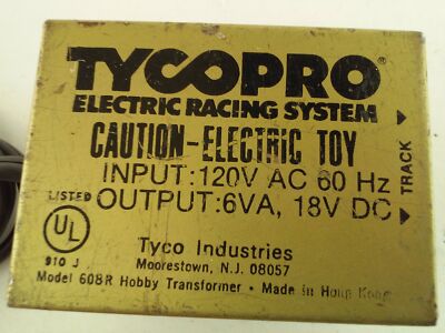 Tyco Pro Electric Racing System Transformer Model 608R 18VDC 6VA 608R 608R 