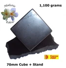 70mm Shungite Cube + Stand, EMF Protection, Air Purifier Crystal Health Stone