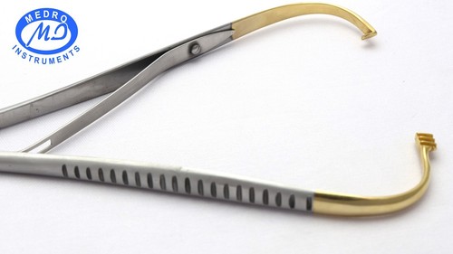 TC MATHIEU NEED HOLDER, 8”, SERRATED GOLD HANDLES, TUNGSTEN CARBIDE TIP, PREMIUM - Picture 8 of 8