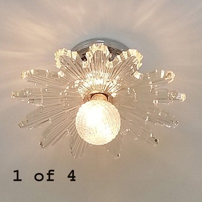 367z Vintage 40 S Art Deco Starburst Ceiling Light Lamp Fixture