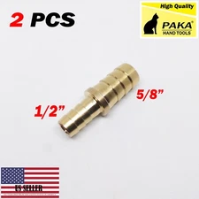 2x 1/2" X 5/8" Hose Barb Mender Union Splicer Brass Pipe Fitting Gas Fuel Water 