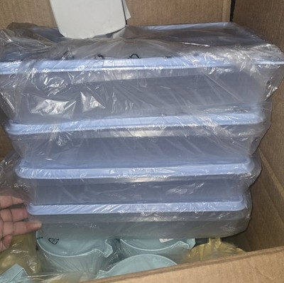 Tupperware Snack N Stor Large Keeper Rectangle Container Baby blue Lid NEW