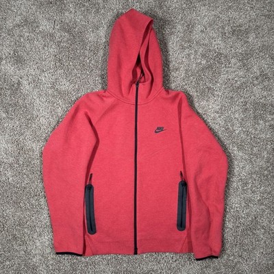 Nike Sportswear Tech Fleece Hoodie Mens Large Red Jacket FB7921