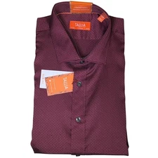 Tallia Men's Slim-Fit Dobby Dress Shirt - Burgundy 16-16.5 32-33 $80
