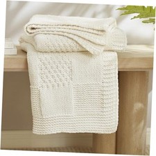 Am lie Home Checkered Chenille Knit Throw Blanket for Couch, Classic Texture