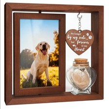 Pet Loss Memorial Gift Wooden Photo Frame Fur Jar Keepsake Dog/Cat