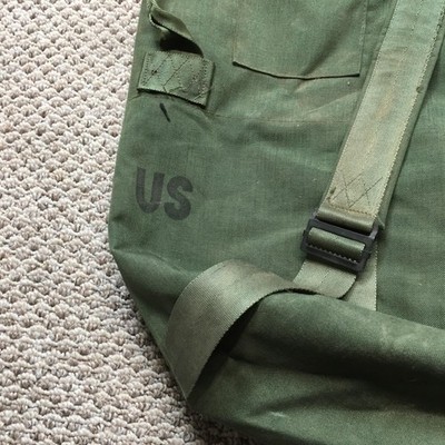 Vintage US Military Olive Green Canvas Duffel Bag Army GI Sea Bag