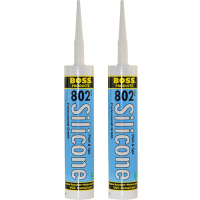 2-Pack Boss 802 Clear Pro Grade Silicone Sealant for Pool, Spa, Household - 2 X 