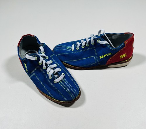 BSI Bowling Shoes Rental Blue Red Leather Sole Size 7 Lace-Up Bag