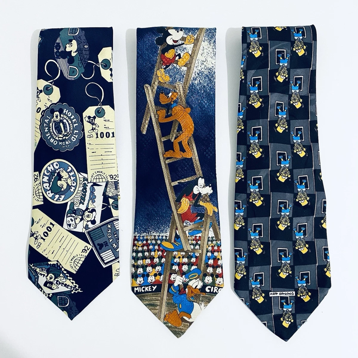 Vintage Disney Mens Tie Bundle Lot 1990s Mickey & Co The Simpsons Neck Ties