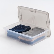 28 Qt. Underbed Plastic Storage Bins with Lids, Stackable Storage Containers
