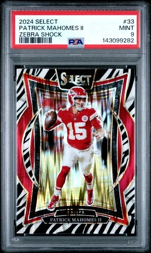 2024 PANINI SELECT ZEBRA SHOCK #33 PATRICK MAHOMES II PSA 9