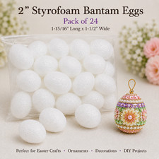 Lot of 24 White Styrofoam 2" Egg Foam Shapes Forms Kids Easter Eggs Arts Crafts