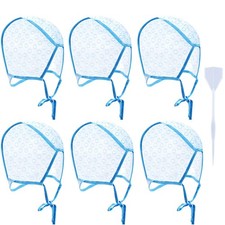 6 Pieces Hair Cap Highlighting Frosting Highlight for Dye Color with Blue