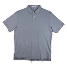Peter Millar Southern Comfort Golf Polo Shirt Mens Large Blue White Striped 