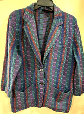 Liz Claiborne Tweedish Blazer Rainbow Size 8 Vintage 1980s Lizsport Button Front