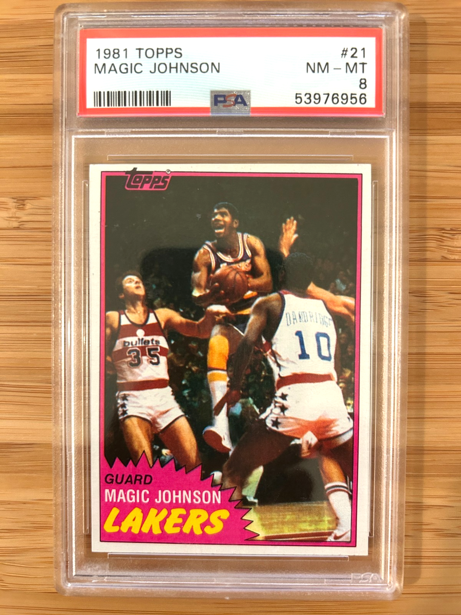 1981 Topps Magic Johnson Solo Rookie Card RC #21 PSA 8 Mint Lakers
