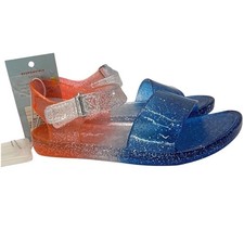 NWT Cat Jack Tessa Toddler Girls Glitter Jelly Sandals Red Blue Size 7 USA