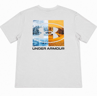 Under Armour Men's XL White Graphic Logo Print Crew Neck Loose Fit T-Shirt