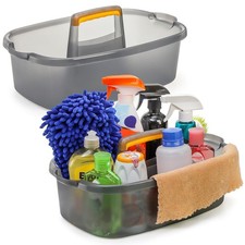 2 Pack Cleaning Supplies Caddy, Plastic Large Cleaning Supply Storage Bucket ...