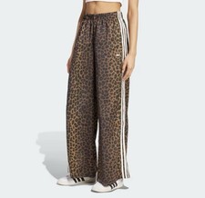 Adidas 'Leopard Print' Satin Wide Leg Track Pant size XS KA2666 Women's