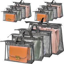 12-Pack Clear Handbag Dust Bags with Zipper and Handle for Storage