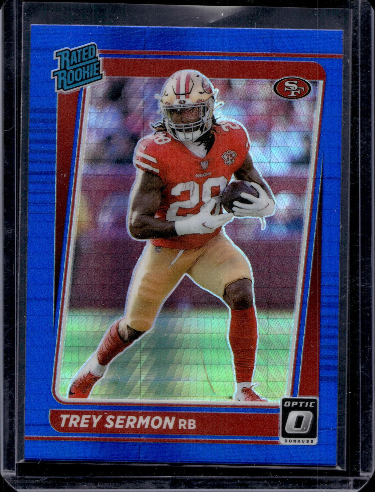 2021 Donruss Optic #224 Trey Sermon Blue Hyper