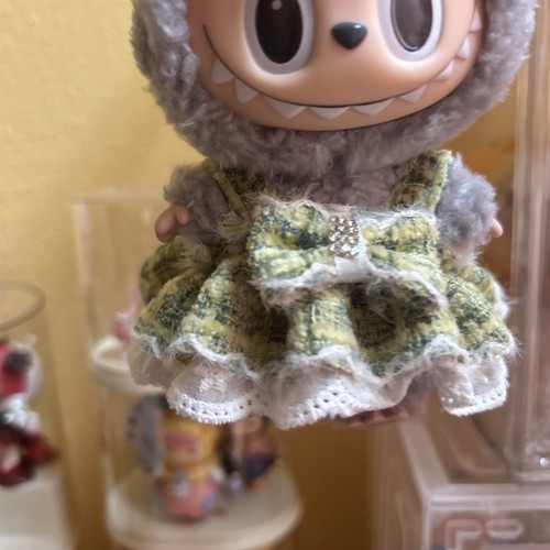 New Clothing POP MART Labubu The Monsters Macaron Have A Seat Green Tweed Dress
