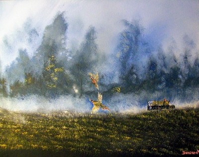 African American Gallery Wrapped 48''x36''  Canvas Reproduction''Morning Mist ''