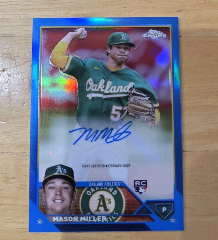  2023 Topps Baseball Chrome Update Mason Miller RC Auto Blue Refractor 96/150