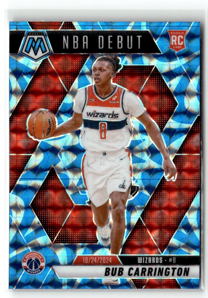 2024-25 Panini Mosaic #259 Bub Carrington Reactive Blue Mosaic