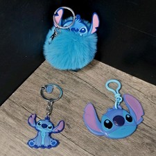 Lot Of 3 Disney Lilo Stitch Clip-On Plush Keychains Keyrings Backpack Clips