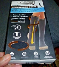 Copper Fit Energy Compression Socks Copper Infused (S/M--men 6-9 -women 7-10)