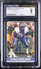 Chris Spielman Signed 1990 Score Young Superstars Card #19 CGC 9 JSA 10 Auto