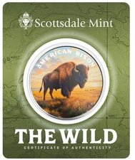 2025 The Wild American Bison Colorized 1 oz silver in Certi-lock TEP