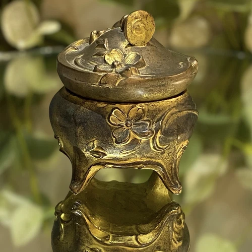 Antique Art Nouveau Jewelry Trinket Casket Box 100+ Years Old Original Gold - Picture 5 of 7