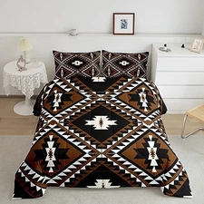Rustic Western Size Comforter Set For Men,Southwestern Aztec Full Multi 11