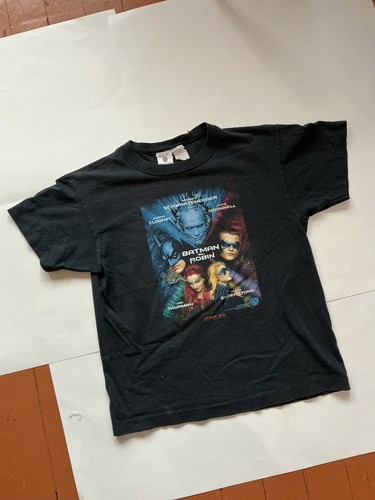 Vintage 90s Batman & Robin Movie Promo T-Shirt Single Stitch Distressed Sz Small