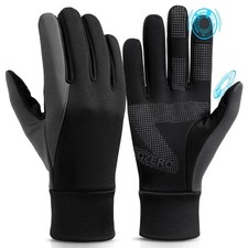 OZERO Mens Winter Touchscreen Gloves: Cold Weather Thin Large, Black-gray