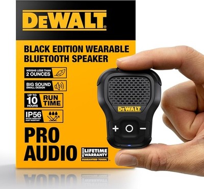 Wearable Bluetooth Speaker [Onyx Edition - Black] Clip-On Wireless Jobsite Pro W