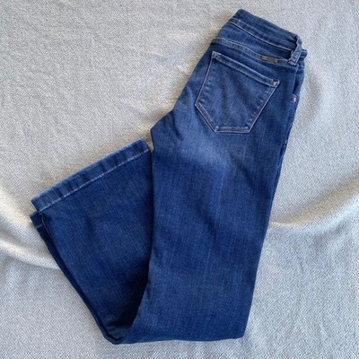 KanCan Petite Flare Jeans Dark Wash Distressed Button Fly Size 3/25 KC8632M-PE