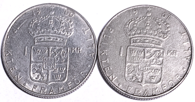 Best Seller: Sweden 1 Krona Silver 1960 & 1961 (KM#826