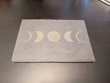 Mini Slate Cheese Board 6"X8", Engraved With Phases Of The Moon