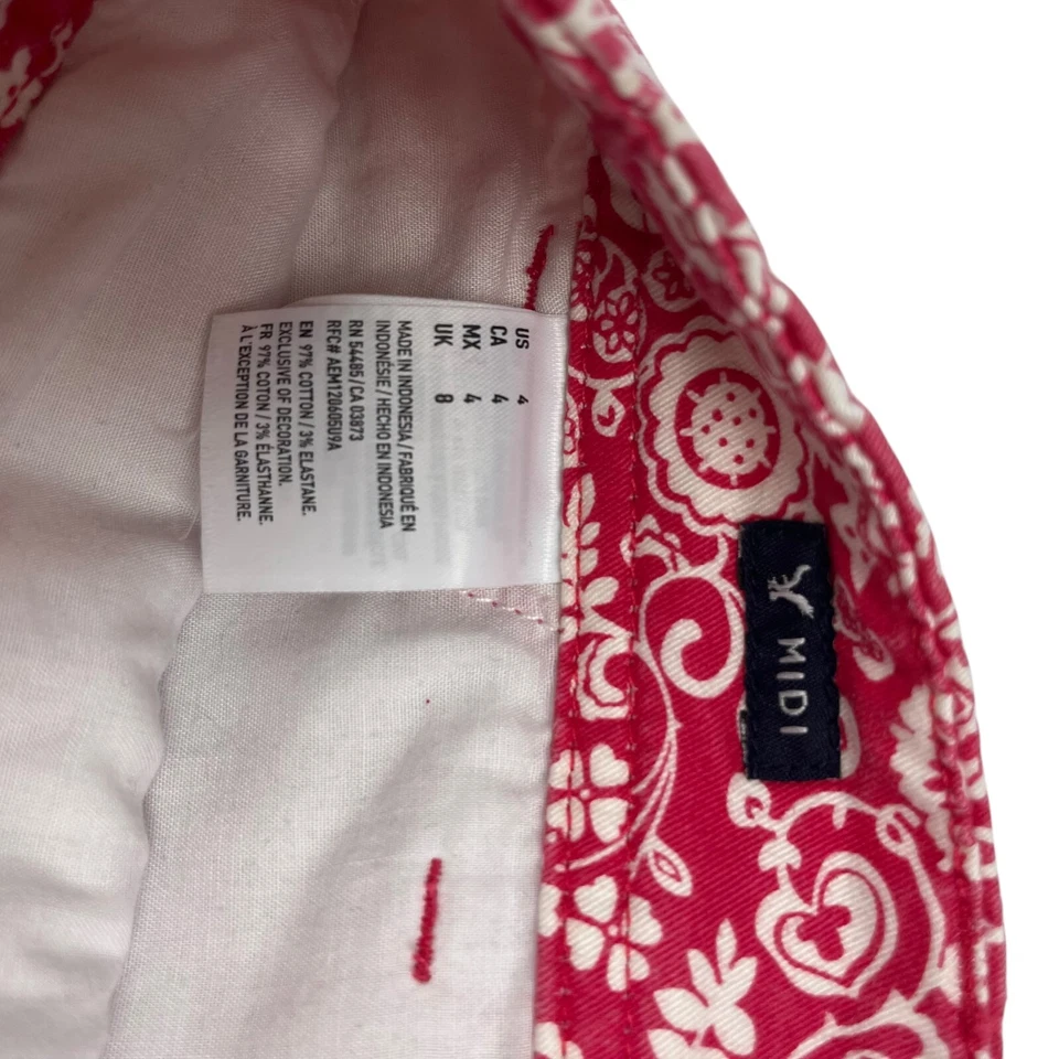 Pantalones Cortos American Eagle Midi Para Mujer Talla 4 Rojo Blanco Denim Floral Elastizados Exterior Foto 4 de 4
